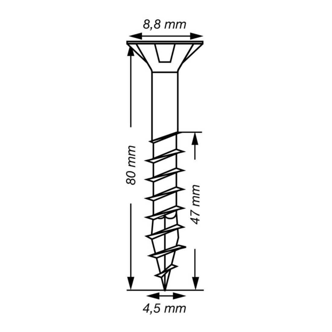 Spax Universalschraube 4,5 x 80 mm Senkkopf T-STAR plus Teilgewinde 4CUT WIROX A3J