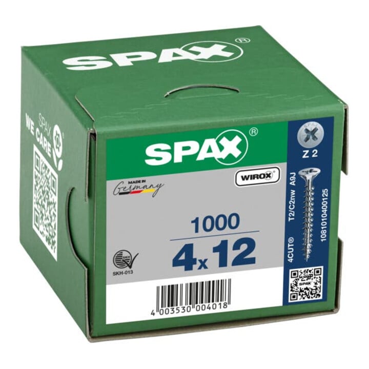 Spax Universalschraube 4 x 12 mm Senkkopf Kreuzschlitz Z Vollgewinde 4CUT WIROX A3J