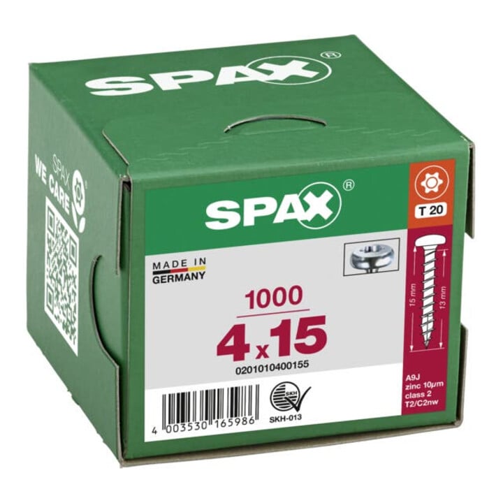 Spax Universalschraube 4 x 15 mm Halbrundkopf T-STAR plus Vollgewinde 4CUT WIROX A3J