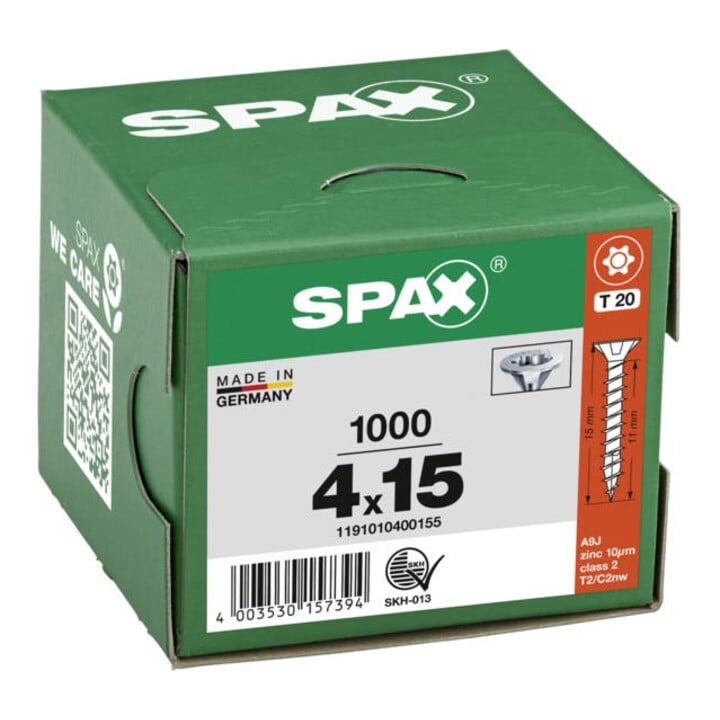 Spax Universalschraube 4 x 15 mm Senkkopf T-STAR plus Vollgewinde 4CUT WIROX A3J