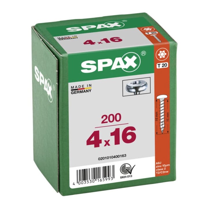 Spax Universalschraube 4 x 16 mm Halbrundkopf T-STAR plus Vollgewinde 4CUT WIROX A3J