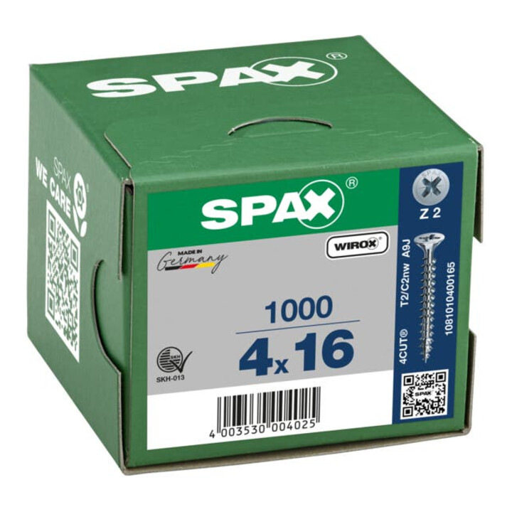 Spax Universalschraube 4 x 16 mm Senkkopf Kreuzschlitz Z Vollgewinde 4CUT WIROX A3J