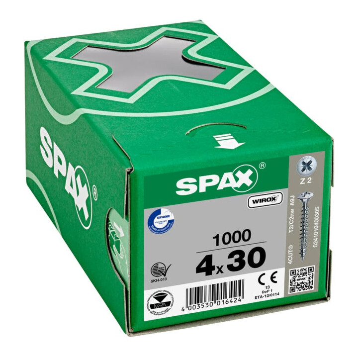 Spax Universalschraube 4 x 30 mm LinsenSenkkopf Kreuzschlitz Z Vollgewinde 4CUT WIROX A3J