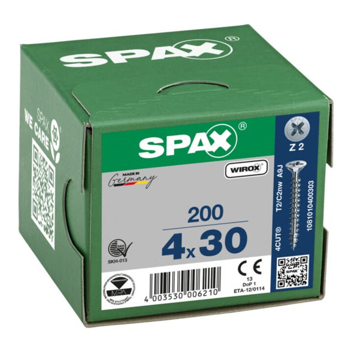 Spax Universalschraube 4 x 30 mm Senkkopf Kreuzschlitz Z Vollgewinde 4CUT WIROX A3J