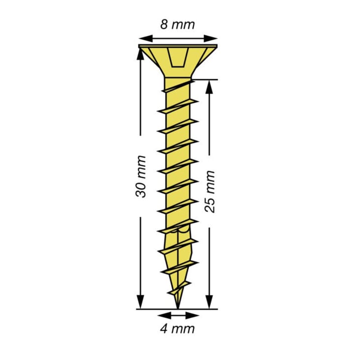 Spax Universalschraube 4 x 30 mm Senkkopf Kreuzschlitz Z Vollgewinde 4CUT YELLOX A2L