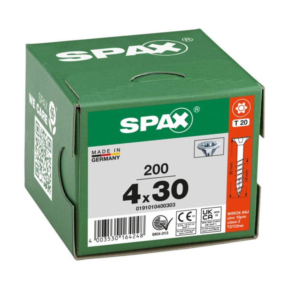 Spax Universalschraube 4 x 30 mm Senkkopf T-STAR plus Teilgewinde 4CUT WIROX A3J