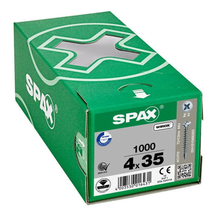 Spax Universalschraube 4 x 35 mm LinsenSenkkopf Kreuzschlitz Z Vollgewinde 4CUT WIROX A3J