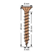 Spax Universalschraube 4 x 40 mm Senkkopf Kreuzschlitz Z Vollgewinde 4CUT Brüniert C1A-5