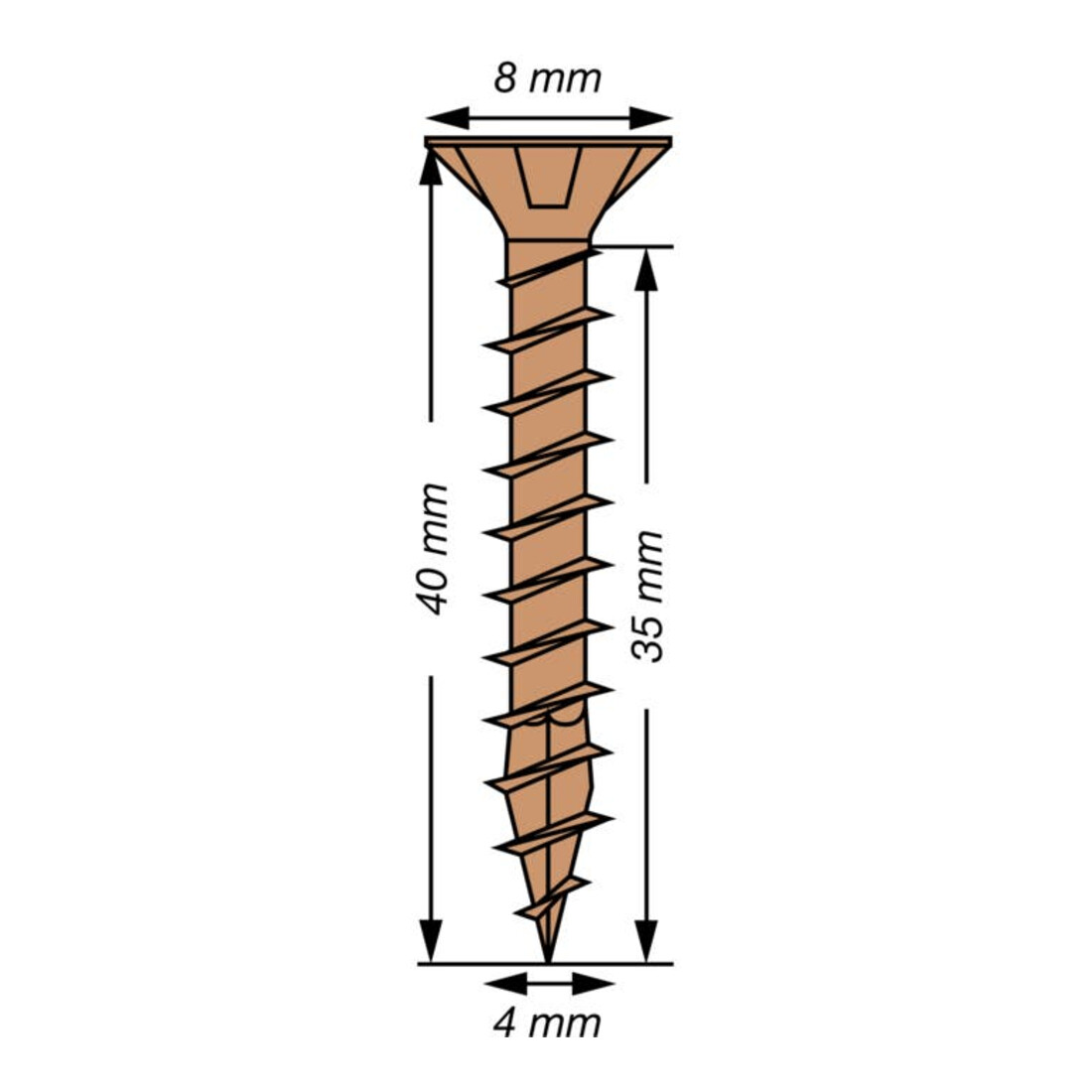 Spax Universalschraube 4 x 40 mm Senkkopf Kreuzschlitz Z Vollgewinde 4CUT Brüniert C1A
