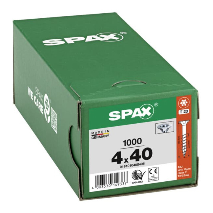 Spax Universalschraube 4 x 40 mm Senkkopf T-STAR plus Teilgewinde 4CUT WIROX A3J