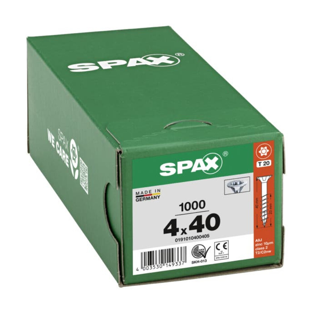 Spax Universalschraube 4 x 40 mm Senkkopf T-STAR plus Teilgewinde 4CUT WIROX A3J
