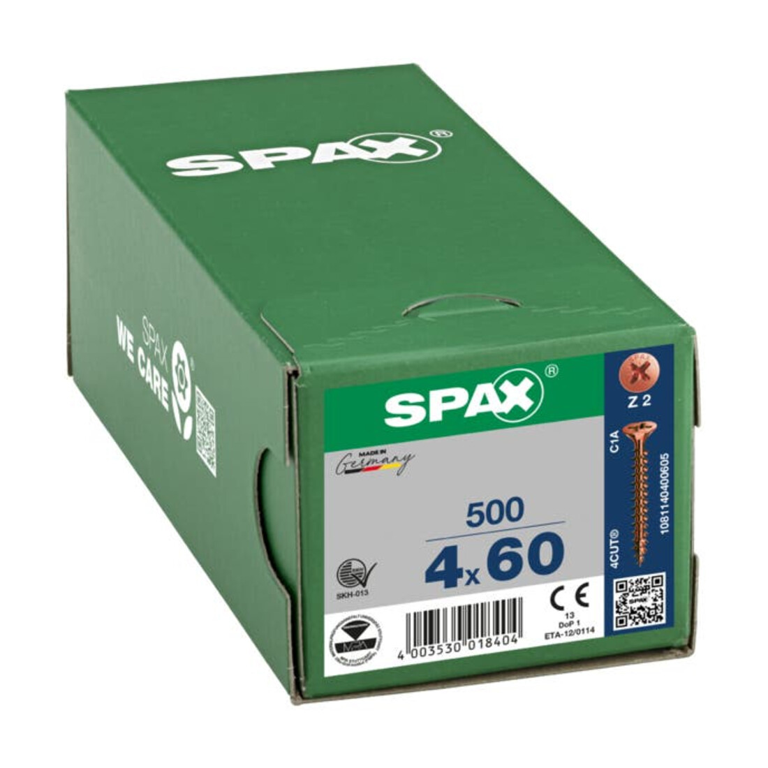 Spax Universalschraube 4 x 60 mm Senkkopf Kreuzschlitz Z Vollgewinde 4CUT Brüniert C1A