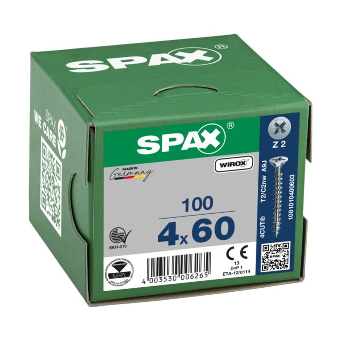 Spax Universalschraube 4 x 60 mm Senkkopf Kreuzschlitz Z Vollgewinde 4CUT WIROX A3J