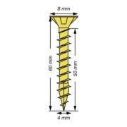 Spax Universalschraube 4 x 60 mm Senkkopf Kreuzschlitz Z Vollgewinde 4CUT YELLOX A2L-4