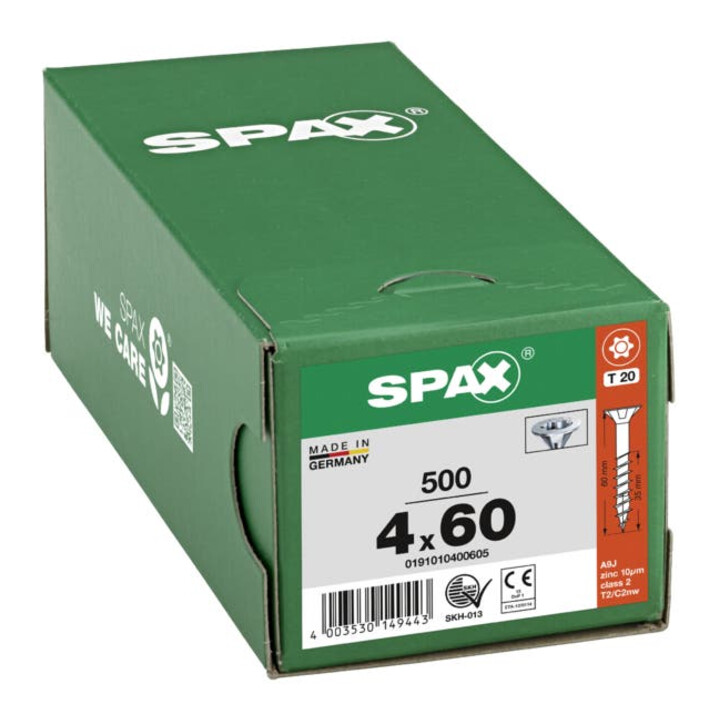 Spax Universalschraube 4 x 60 mm Senkkopf T-STAR plus Teilgewinde 4CUT WIROX A3J