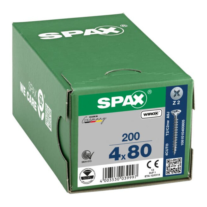 Spax Universalschraube 4 x 80 mm Senkkopf Kreuzschlitz Z Vollgewinde 4CUT WIROX A3J