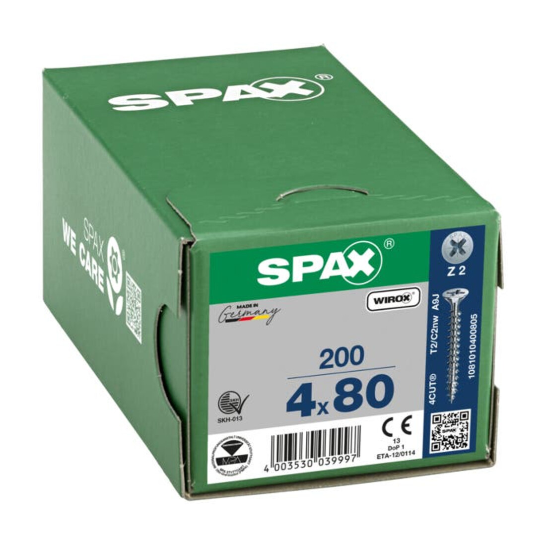 Spax Universalschraube 4 x 80 mm Senkkopf Kreuzschlitz Z Vollgewinde 4CUT WIROX A3J