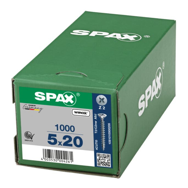 Spax Universalschraube 5 x 20 mm Senkkopf Kreuzschlitz Z Vollgewinde 4CUT WIROX A3J