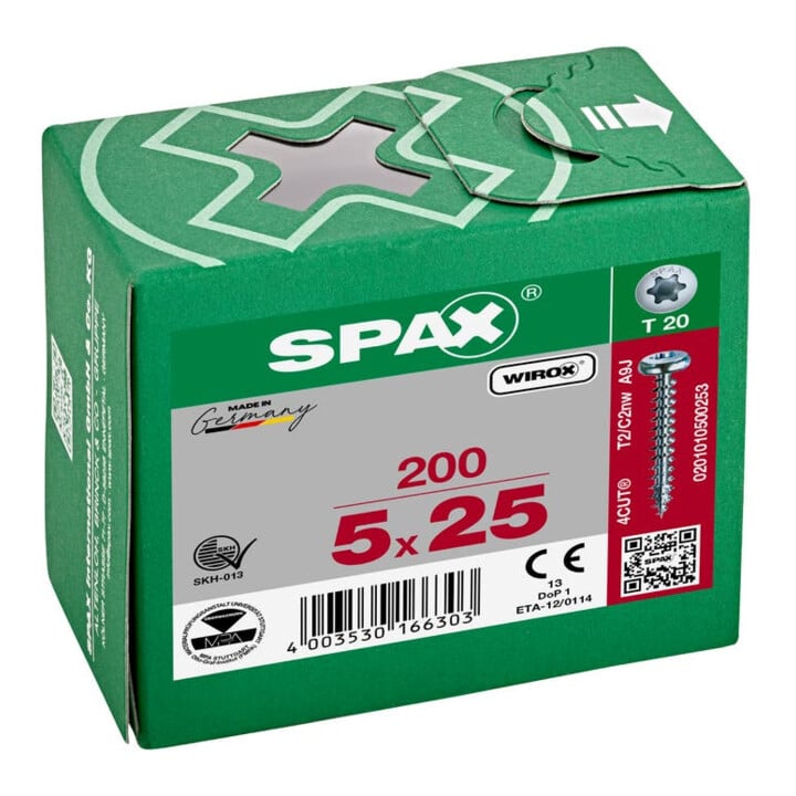 Spax Universalschraube 5 x 25 mm Halbrundkopf T-STAR plus Vollgewinde 4CUT WIROX A3J