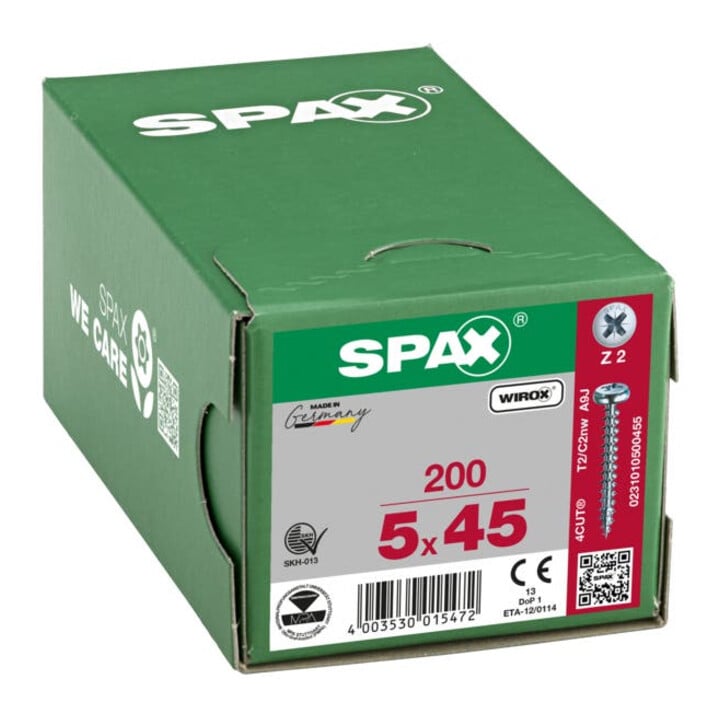 Spax Universalschraube 5 x 45 mm Halbrundkopf Kreuzschlitz Z Vollgewinde 4CUT WIROX A3J