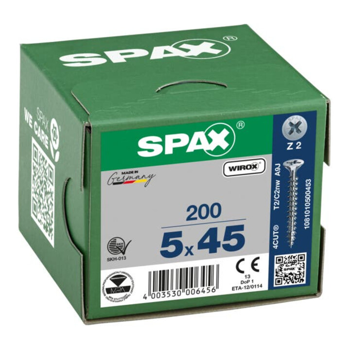 Spax Universalschraube 5 x 45 mm Senkkopf Kreuzschlitz Z Vollgewinde 4CUT WIROX A3J