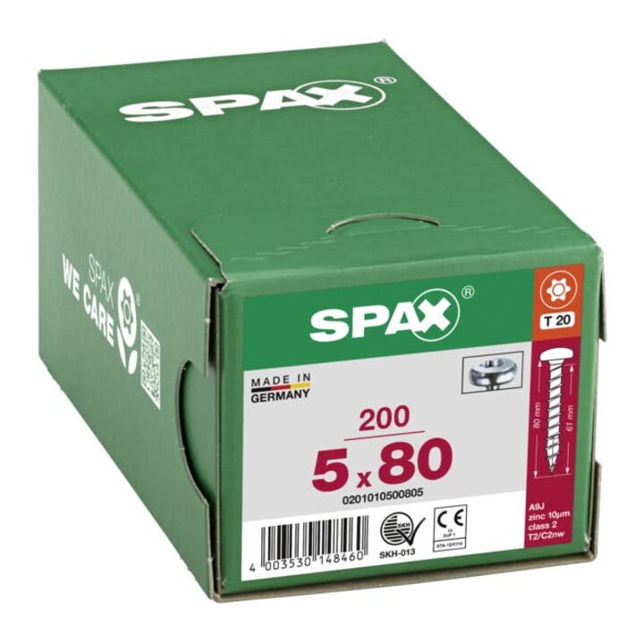 Spax Universalschraube 5 x 80 mm Halbrundkopf T-STAR plus Vollgewinde 4CUT WIROX A3J