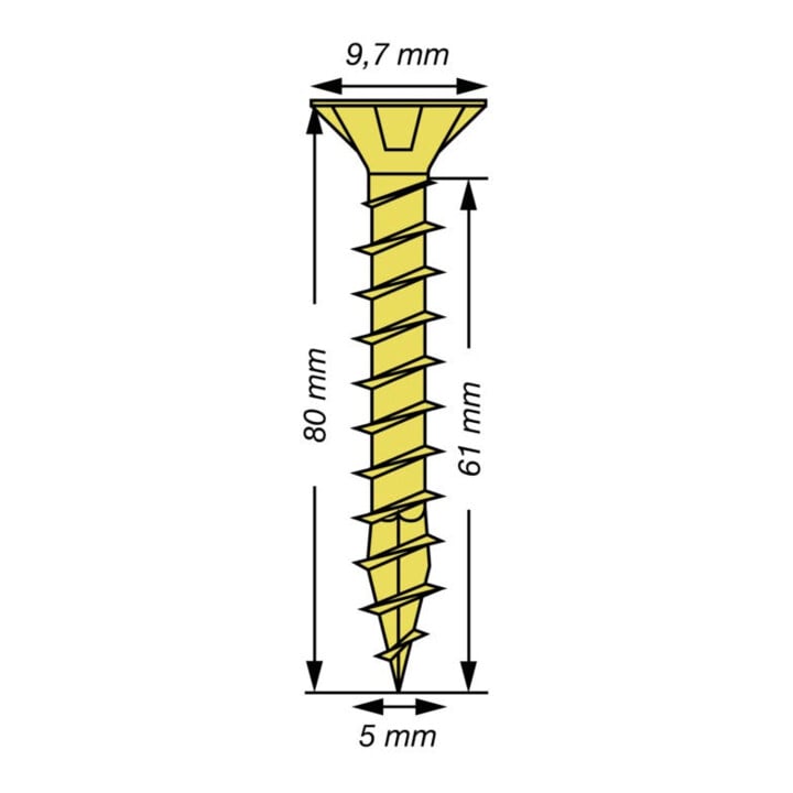 Spax Universalschraube 5 x 80 mm Senkkopf Kreuzschlitz Z Vollgewinde 4CUT YELLOX A2L