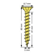 Spax Universalschraube 5 x 80 mm Senkkopf Kreuzschlitz Z Vollgewinde 4CUT YELLOX A2L-4