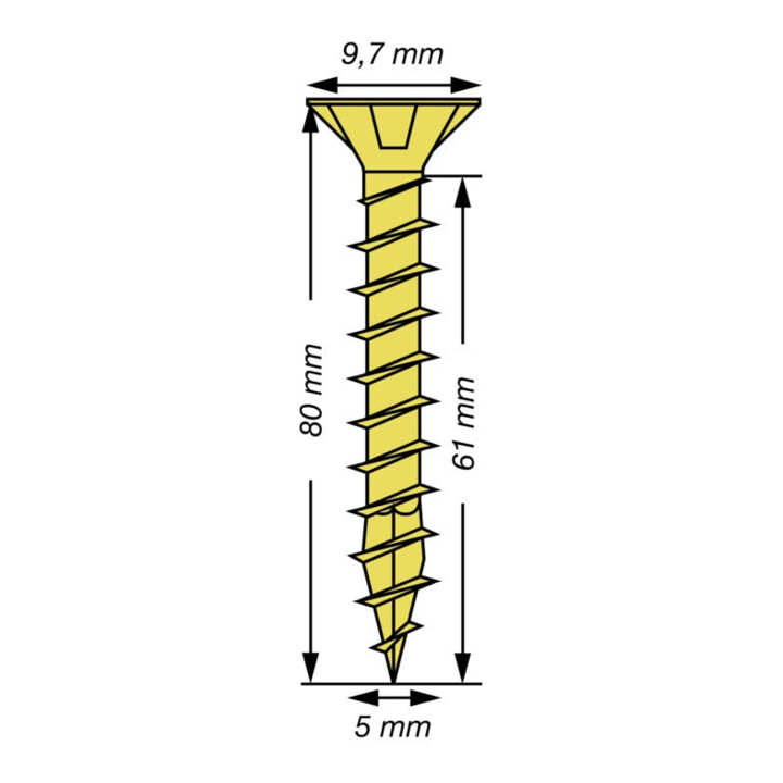 Spax Universalschraube 5 x 80 mm Senkkopf Kreuzschlitz Z Vollgewinde 4CUT YELLOX A2L