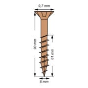 Spax Universalschraube 5 x 90 mm Senkkopf Kreuzschlitz Z Teilgewinde 4CUT Brüniert C1A-5