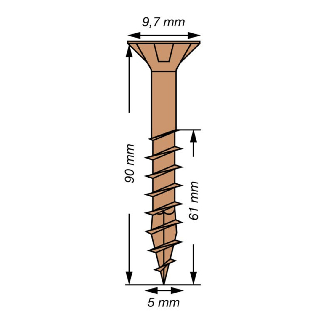 Spax Universalschraube 5 x 90 mm Senkkopf Kreuzschlitz Z Teilgewinde 4CUT Brüniert C1A