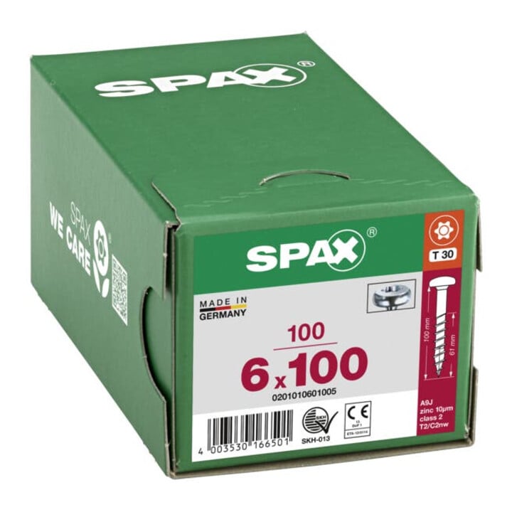 Spax Universalschraube 6 x 100 mm Halbrundkopf T-STAR plus Teilgewinde 4CUT WIROX A3J