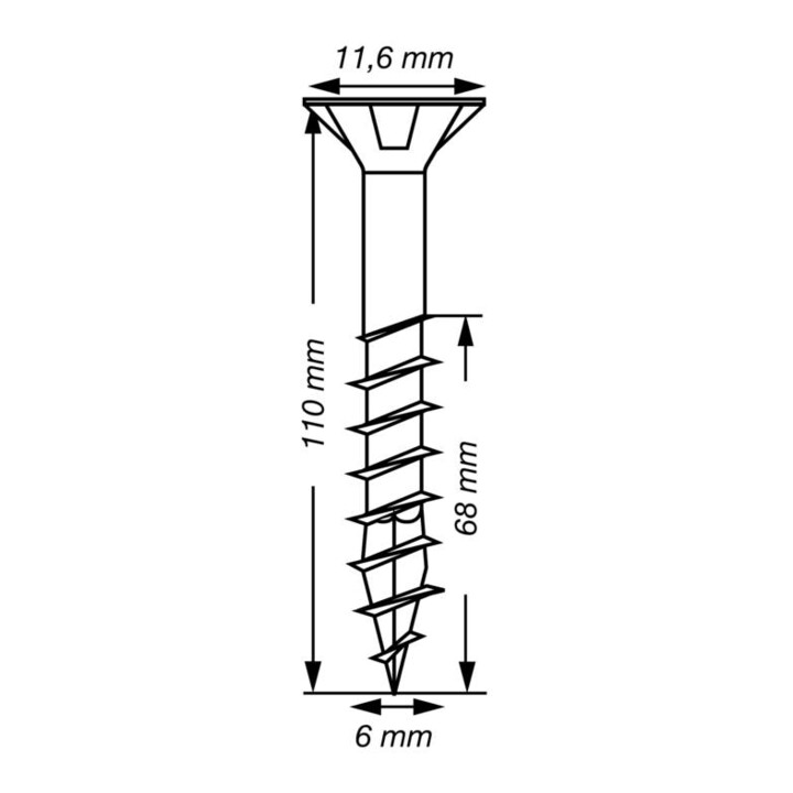 Spax Universalschraube 6 x 110 mm Senkkopf T-STAR plus Teilgewinde 4CUT WIROX A3J