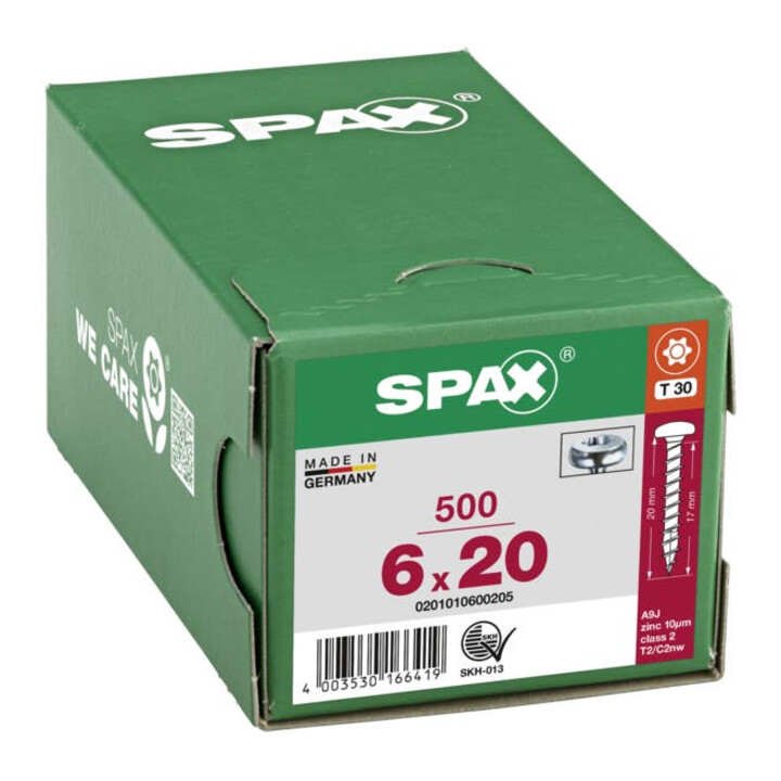 Spax Universalschraube 6 x 20 mm Halbrundkopf T-STAR plus Vollgewinde 4CUT WIROX A3J