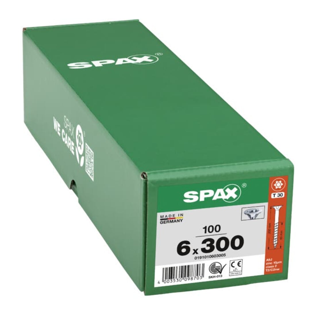 Spax Universalschraube 6 x 300 mm Senkkopf T-STAR plus Teilgewinde 4CUT Galvanisch blank verzinkt A2J