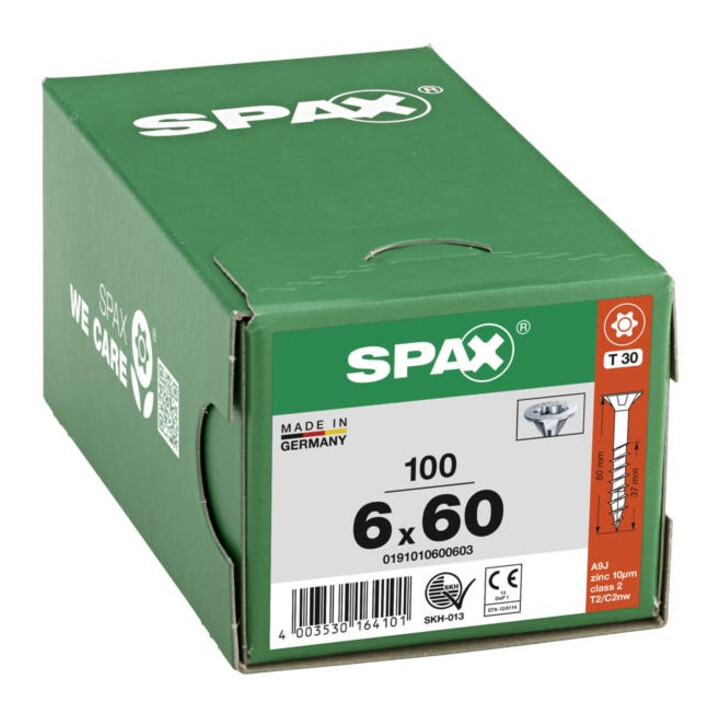 Spax Universalschraube 6 x 60 mm Senkkopf T-STAR plus Teilgewinde 4CUT WIROX A3J