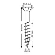 Spax Universalschraube 6 x 60 mm Senkkopf T-STAR plus Teilgewinde 4CUT WIROX A3J-5
