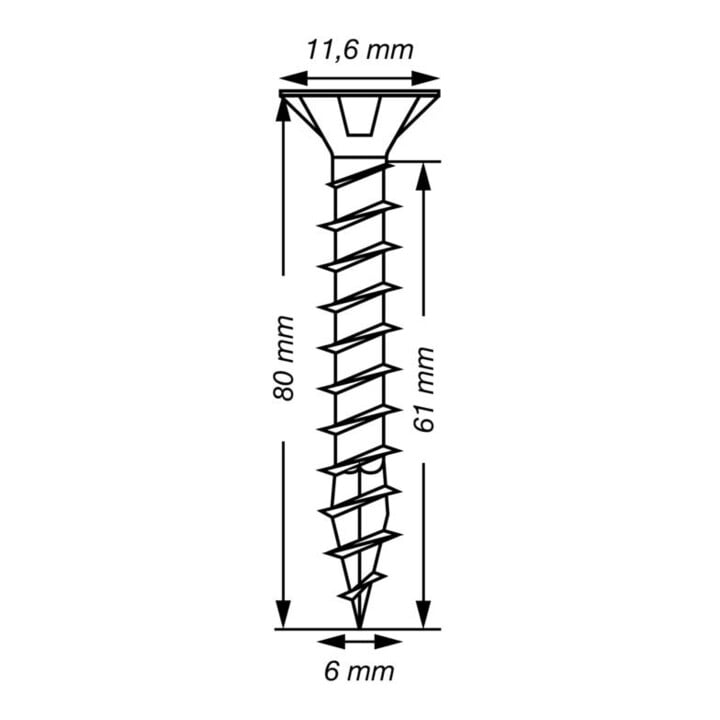Spax Universalschraube 6 x 80 mm Senkkopf T-STAR plus Vollgewinde 4CUT WIROX A3J