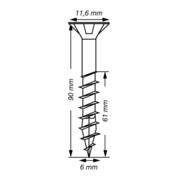 Spax Universalschraube 6 x 90 mm Senkkopf T-STAR plus Teilgewinde 4CUT WIROX A3J-5