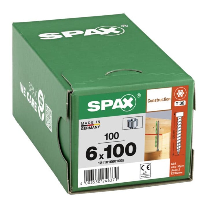 Spax Vis à bois 6 x 100 mm tête cylindrique T-STAR plus filetage complet 4CUT WIROX P3J