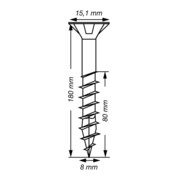 Spax Vis à bois 8 x 180 mm Tête fraisée T-STAR plus Filetage partiel 4CUT WIROX P3J-5