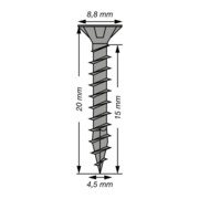 Spax Vis à tête fraisée T-STAR+ 4,5 x 20 noir zingué HP-4