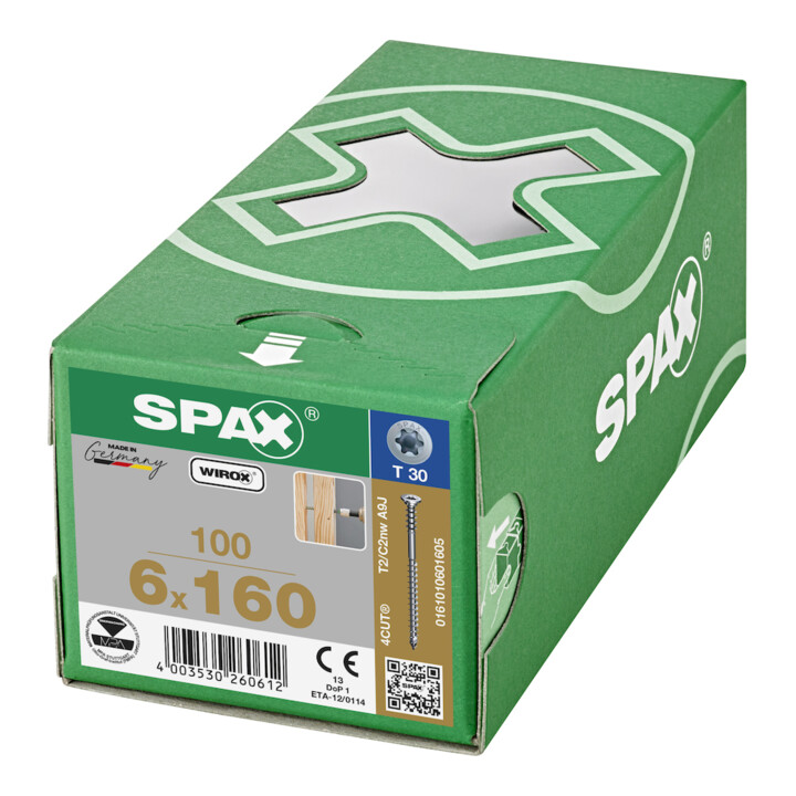 Spax Vis de réglage Flako 6 x 160 T-STAR+ T30 4CUT pointe Wirox