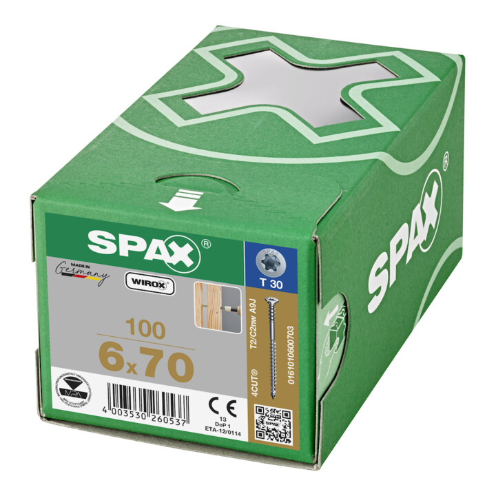 SPAX Vis de réglage Flako 6 x 70 T-STAR+ T30 4CUT pointe Wirox