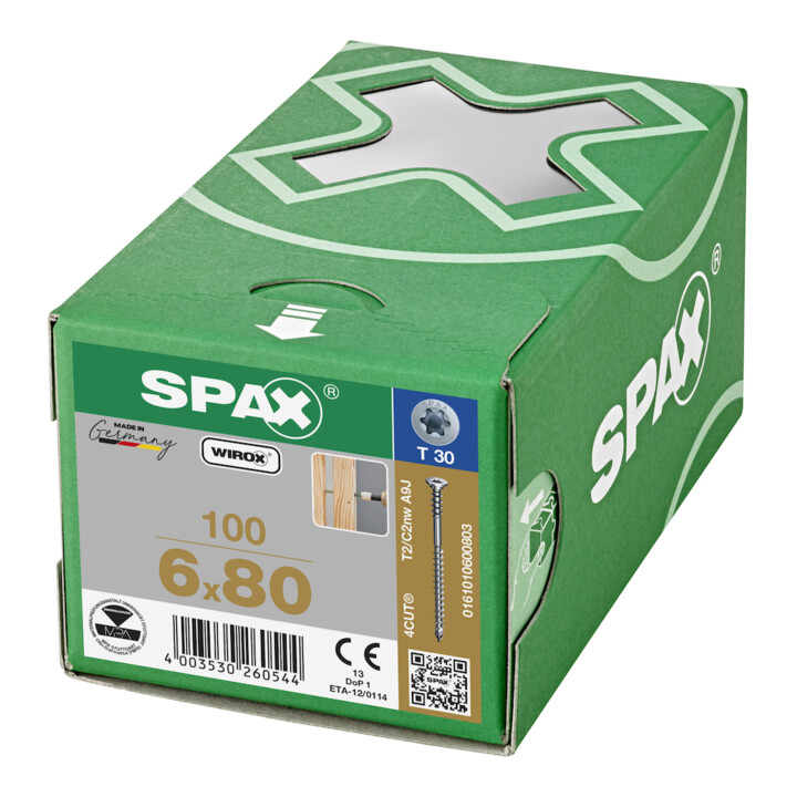 Spax Vis de réglage Flako 6 x 80 T-STAR+ T30 4CUT pointe Wirox