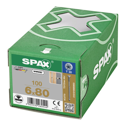 Spax Vis de réglage Flako 6 x 80 T-STAR+ T30 4CUT pointe Wirox