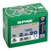 Spax Vis universelle 2,5 x 20 mm Tête fraisée Pozidriv Z Filetage total Pointe S YELLOX A2L-5