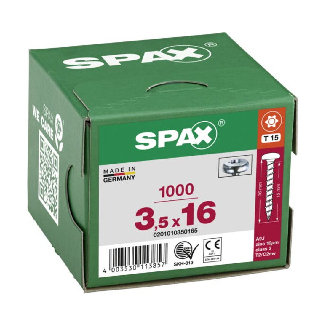 Spax Vis universelle 3,5 x 16 mm Tête demi-ronde T-STAR plus Filetage complet 4CUT WIROX A3J