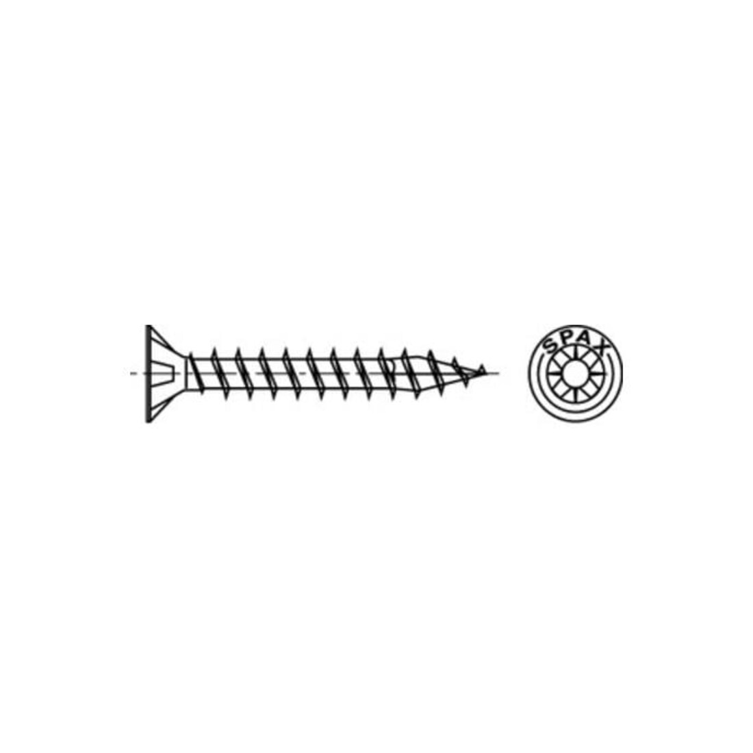 Spax Vis universelle 3,5 x 16 mm tête fraisée cruciforme Z filetage total 4CUT WIROX A3J