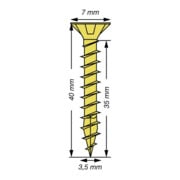 Spax Vis universelle 3,5 x 40 mm Tête fraisée Pozidriv Z Filetage total 4CUT YELLOX A2L-5